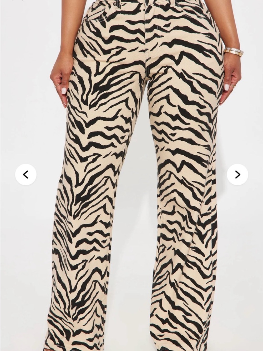 Zebra Print Wide-Leg Pants - Beige & Black